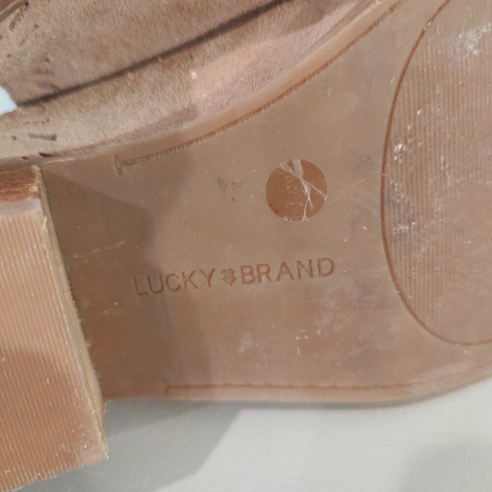 Lucky Brand Tan Suede Ankle Booties Size 9 - Picture 10 of 10